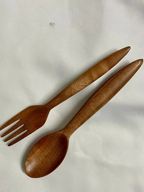 Spoon and Fork Set - Wooden